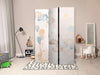 Paravento - Fairy-Tale Moon - Moon with Balloons Among Clouds and Stars in Subdued Colors on a Light Beige Background