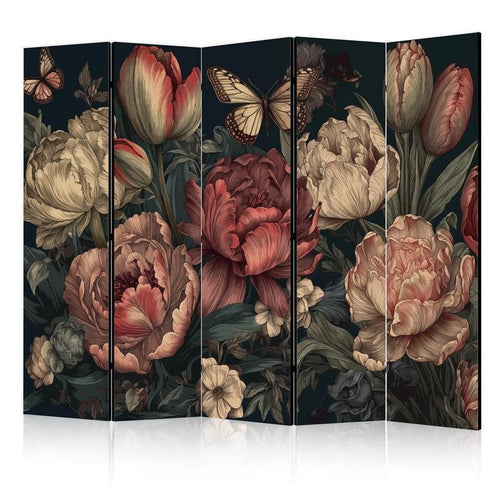 Paravento - Floral Illustration - Magnificent Flower Buds on a Turquoise Background