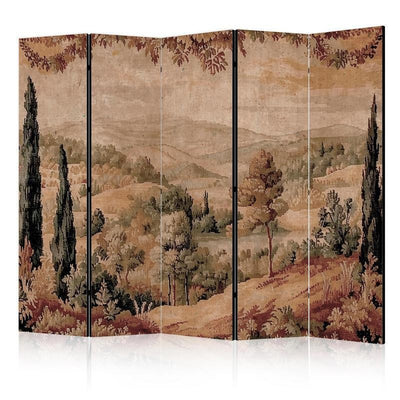 Paravento - Landscape with Cypresses - Old Tapestry with Mediterranean Vegetation