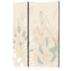Paravento - Morning in the Meadow - Various Pastel Plants on a Beige Background
