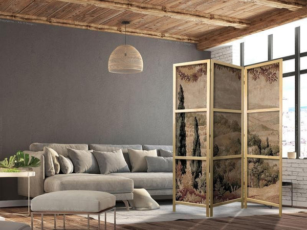 Paravento giapponese Paesaggio vintage con cipressi 3 ante