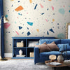 Carta da parati - Terrazzo with Multicolored Large Elements Cheerful Pattern on a Light Background