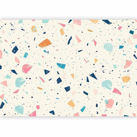 Carta da parati - Terrazzo with Multicolored Large Elements Cheerful Pattern on a Light Background