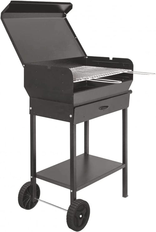 BARBECUE RETTANGOLARE A CARBONELLA DORIANO CON RUOTE -- griglia cm.47,5x37