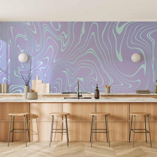 Carta da parati - Sea Abstraction - Intriguing Composition of Wavy Shapes in Shades of Blue