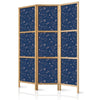 Paravento giapponese - Cosmic Fantasy - Pattern with Suns - Moons - and Dragonflies on a Dark Background