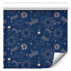 Tappezzeria murale - Cosmic Fantasy - Pattern with Suns - Moons - and Dragonflies on a Dark Background