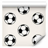 Tappezzeria murale - Soccer - Symmetrical black-and-white soccer balls on a beige background