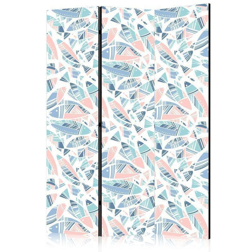 Paravento - Fish in Minimalist Style - Fish in Aztec Style in Pastel Color Shades on a White Background