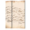 Paravento - Sketch of a Fish School - Sketches of Various Fish Species Swimming in a School on a Beige Background in Vin