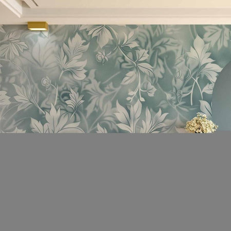 Carta da parati - Ornaments in Worn Muted Turquoises: Delicate Plant Pattern