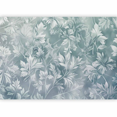 Carta da parati - Ornaments in Worn Muted Turquoises: Delicate Plant Pattern