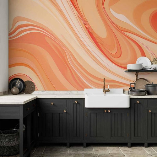 Carta da parati - Peach Abstraction - Abstraction with Smoothly Transitioning Colors in Orange Tones