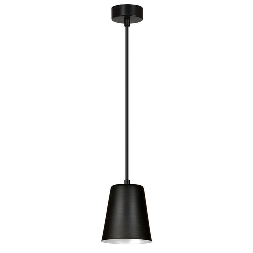Sospensione 1 Luce Milargo In Acciaio Nero Con Paralume A Cono In Nero E Bianco
