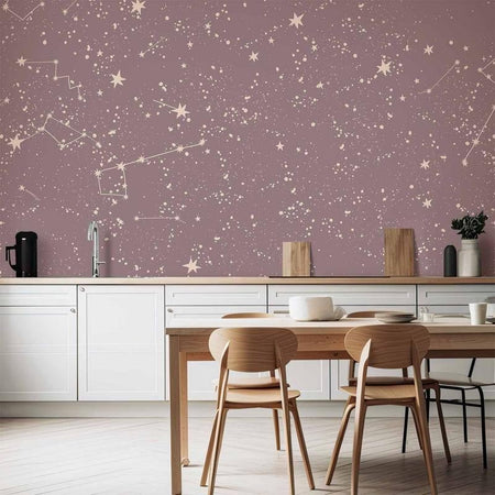 Carta da parati - Night Sky - Artistic Constellations and Stars in Pastel Shades