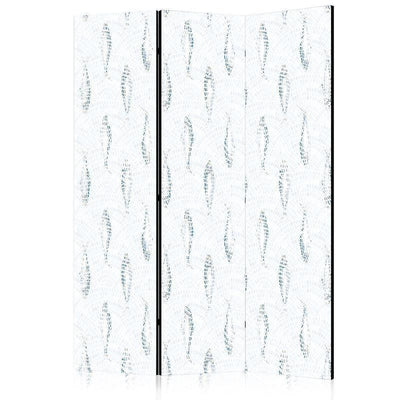 Paravento - Delicate Blue Fish - Mosaic Fish in Subtle Blue Color Shades with an Arched Pattern in the Background