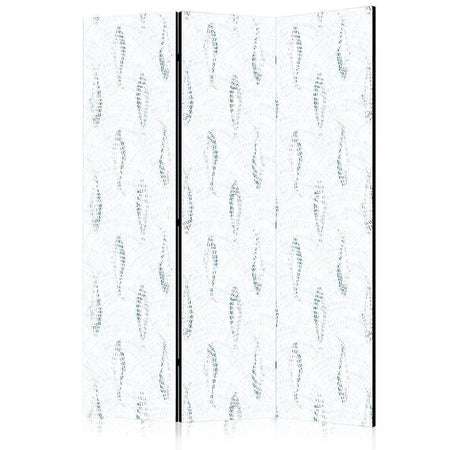 Paravento - Delicate Blue Fish - Mosaic Fish in Subtle Blue Color Shades with an Arched Pattern in the Background
