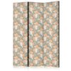Paravento - Little Bouquets - Exotic Flowers and Leaves on a Gray-Green Background