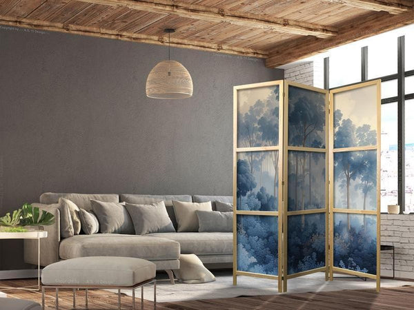 Paravento giapponese Foresta azzurra da favola 3 ante