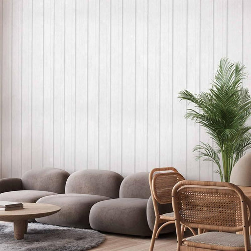 Tappezzeria murale - Vertical Lines - White background with a delicate wood pattern vertically