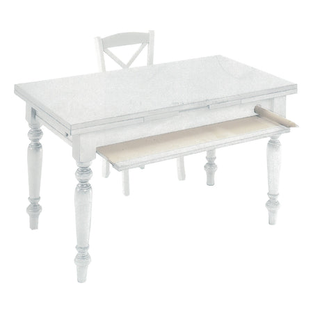 MOBILI 2G - TAVOLO ATTREZZATO DA CUCINA SHABBY BIANCO 140X80X80
