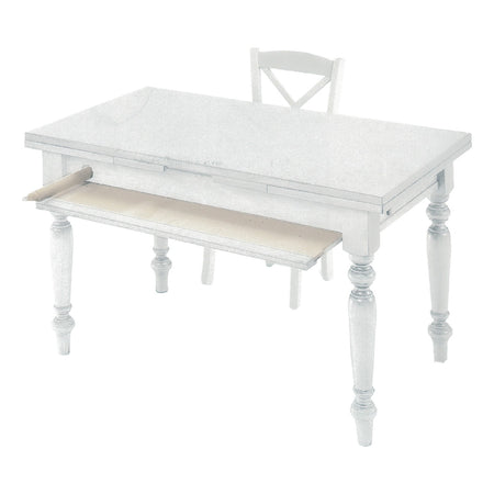 MOBILI 2G - TAVOLO ATTREZZATO DA CUCINA SHABBY BIANCO 140X80X80