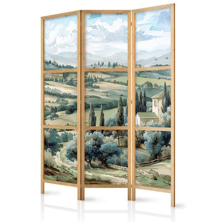 Paravento giapponese - Landscape with Green Fields and Trees - Tuscan sunny view