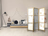 Paravento giapponese - Fairy-Tale Galaxy - Moon Phases in Shades of Yellow Among Stars in Beige and Ash Colors with Star