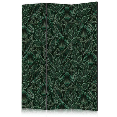 Paravento - Dense Vegetation - Botanical Patterns in Illustrative Style Green