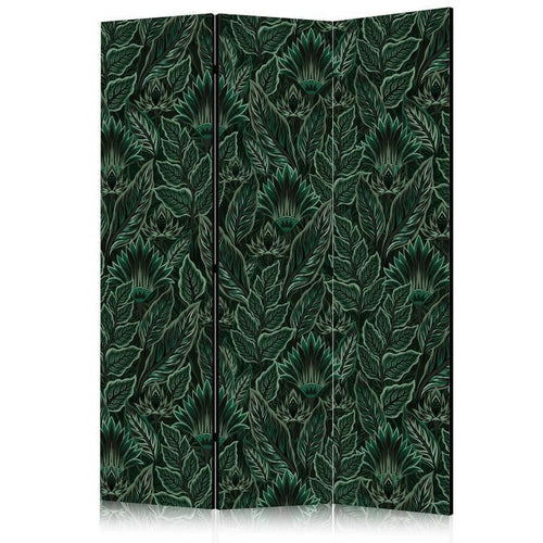 Paravento - Dense Vegetation - Botanical Patterns in Illustrative Style Green