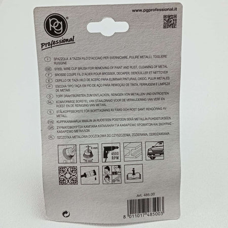 PG art. 48500 da 70mm spazzola a tazza in filo d'acciaio per sverniciare