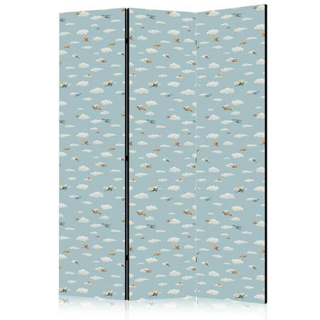 Paravento - Illustration - Yellow-Blue Airplanes Against a Blue Sky