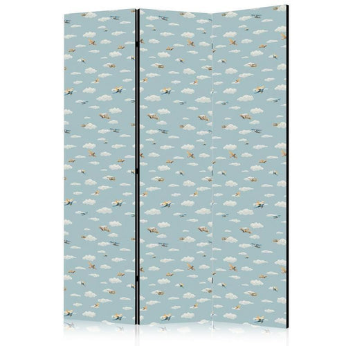 Paravento - Illustration - Yellow-Blue Airplanes Against a Blue Sky
