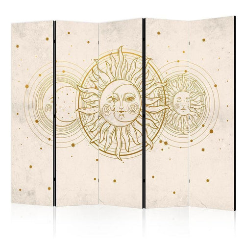 Paravento - Golden Sun and Moon - Artistic Retro Style Illustration
