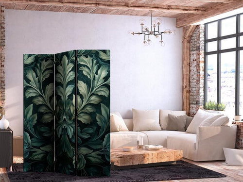 Paravento - Dark Green Victorian Leaves - Botanical Carved Composition