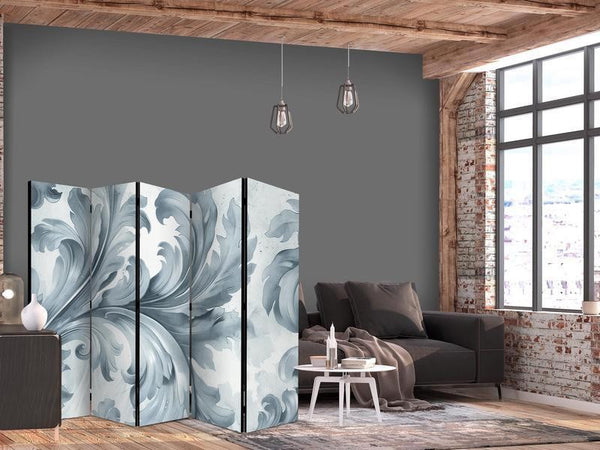 Paravento - Stone Baroque Ornaments in Light Shades of Gray and Blue