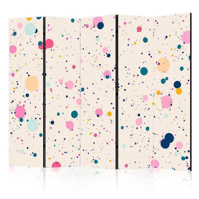 Paravento - Dots - Spots and Splashes Multicolored - Cheerful Pattern on a Light Pink Background