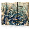 Paravento - Life in The Ocean - Underwater World of Fish And Vegetation in Beige And Navy Colors in Retro Style