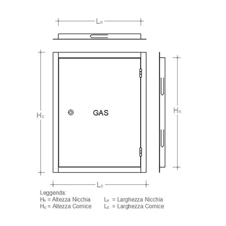 Sportello portello porta inox per chiusura nicchia contatore gas