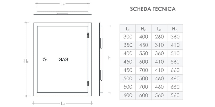 Sportello portello porta inox per chiusura nicchia contatore gas