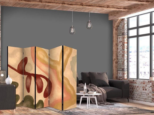 Paravento - Worn Figures - Shapes in Lime Wash Technique in Warm Colors