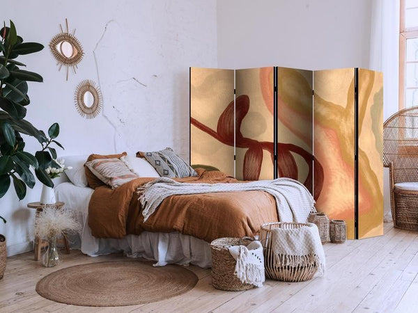 Paravento - Worn Figures - Shapes in Lime Wash Technique in Warm Colors