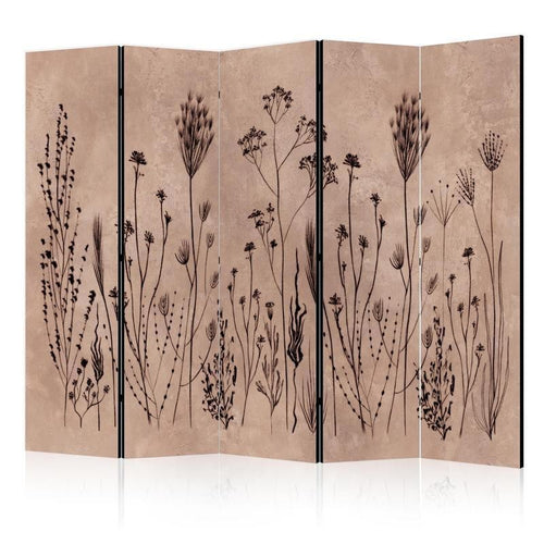 Paravento - Plant Vintage - Delicate Field Flowers on a Background in Lime Wash Technique