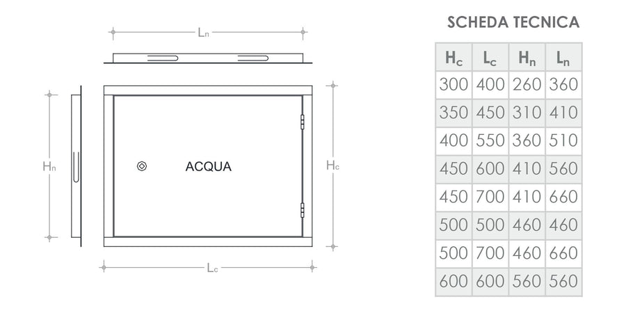 Sportello portello porta rame per chiusura nicchia contatore acqua