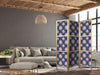 Paravento giapponese - Sunny Patterns - Repeating Sun Motif on a Navy Background