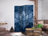 Paravento eleganza in blu e tonalità fredde tre ante