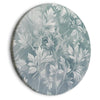 Quadro rotondo - Ornaments in Worn Muted Turquoises: Delicate Plant Pattern