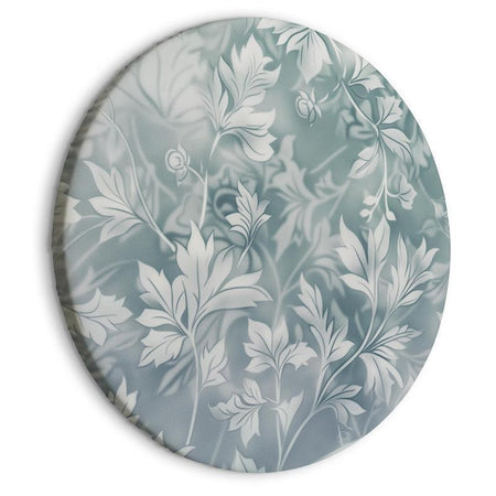 Quadro rotondo - Ornaments in Worn Muted Turquoises: Delicate Plant Pattern