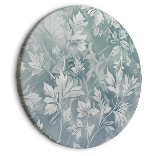 Quadro rotondo - Ornaments in Worn Muted Turquoises: Delicate Plant Pattern