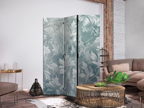 Paravento - Ornaments in Rubbed Faded Turquoise - Delicate Floral Pattern